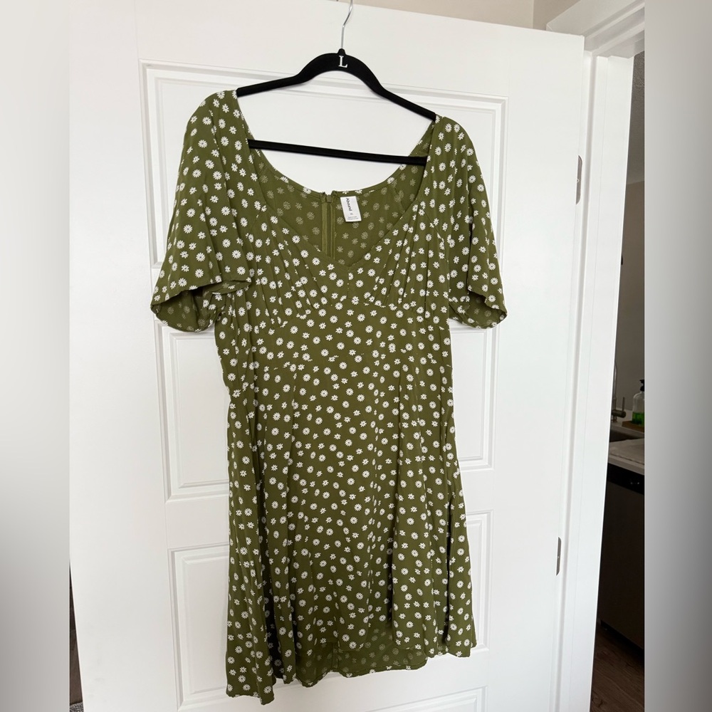 Abound Babydoll Green Floral Dress